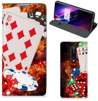 B2Ctelecom Book Stand Case Personaliseren OnePlus 8 Smart Cover Casino