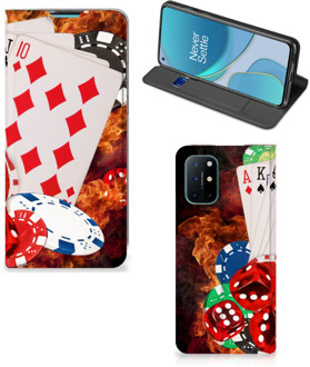 B2Ctelecom Book Stand Case Personaliseren OnePlus 8T Smart Cover Casino