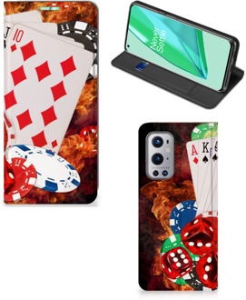 B2Ctelecom Book Stand Case Personaliseren OnePlus 9 Pro Smart Cover Casino