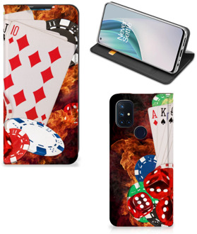 B2Ctelecom Book Stand Case Personaliseren OnePlus Nord N10 5G Smart Cover Casino