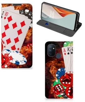 B2Ctelecom Book Stand Case Personaliseren OnePlus Nord N100 Smart Cover Casino