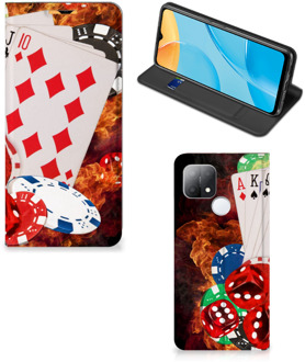 B2Ctelecom Book Stand Case Personaliseren OPPO A15 Smart Cover Casino