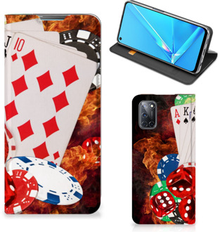 B2Ctelecom Book Stand Case Personaliseren OPPO A52 | A72 Smart Cover Casino