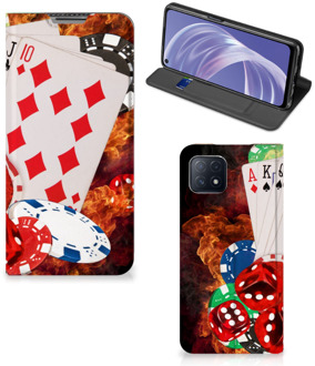 B2Ctelecom Book Stand Case Personaliseren OPPO A73 5G Smart Cover Casino