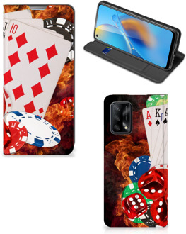 B2Ctelecom Book Stand Case Personaliseren OPPO A74 4G Smart Cover Casino