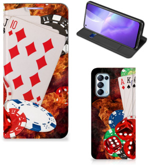 B2Ctelecom Book Stand Case Personaliseren OPPO Find X3 Lite Smart Cover Casino