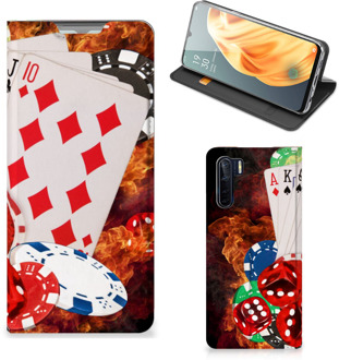 B2Ctelecom Book Stand Case Personaliseren OPPO Reno3 | A91 Smart Cover Casino