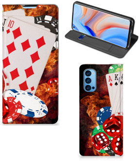 B2Ctelecom Book Stand Case Personaliseren OPPO Reno4 Pro 5G Smart Cover Casino