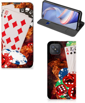 B2Ctelecom Book Stand Case Personaliseren OPPO Reno4 Z 5G Smart Cover Casino