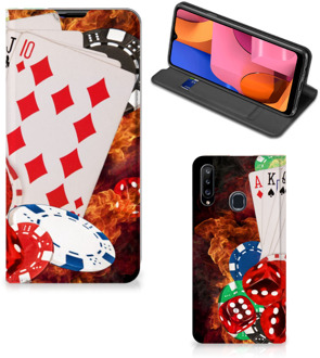 B2Ctelecom Book Stand Case Personaliseren Samsung Galaxy A20s Smart Cover Casino