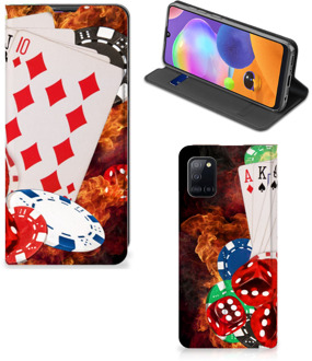 B2Ctelecom Book Stand Case Personaliseren Samsung Galaxy A31 Smart Cover Casino