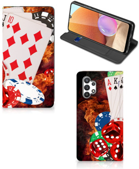 B2Ctelecom Book Stand Case Personaliseren Samsung Galaxy A32 4G Smart Cover Casino