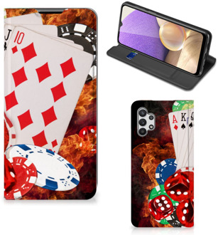 B2Ctelecom Book Stand Case Personaliseren Samsung Galaxy A32 5G Smart Cover Casino