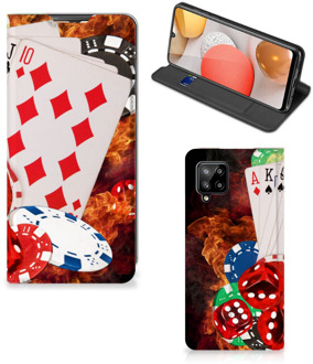 B2Ctelecom Book Stand Case Personaliseren Samsung Galaxy A42 Smart Cover Casino