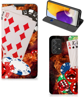 B2Ctelecom Book Stand Case Personaliseren Samsung Galaxy A72 (5G/4G) Smart Cover Casino