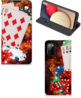 B2Ctelecom Book Stand Case Personaliseren Samsung Galaxy M02s | A02s Smart Cover Casino