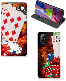 B2Ctelecom Book Stand Case Personaliseren Samsung Galaxy M51 Smart Cover Casino