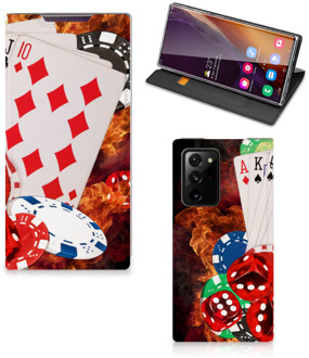 B2Ctelecom Book Stand Case Personaliseren Samsung Galaxy Note 20 Ultra Smart Cover Casino