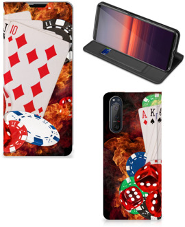 B2Ctelecom Book Stand Case Personaliseren Sony Xperia 5 II Smart Cover Casino