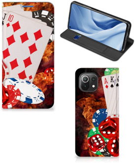 B2Ctelecom Book Stand Case Personaliseren Xiaomi Mi 11 Lite Smart Cover Casino