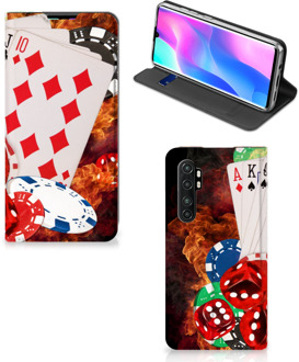 B2Ctelecom Book Stand Case Personaliseren Xiaomi Mi Note 10 Lite Smart Cover Casino