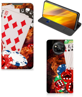 B2Ctelecom Book Stand Case Personaliseren Xiaomi Poco X3 Smart Cover Casino