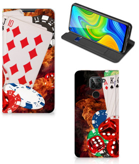 B2Ctelecom Book Stand Case Personaliseren Xiaomi Redmi Note 9 Smart Cover Casino