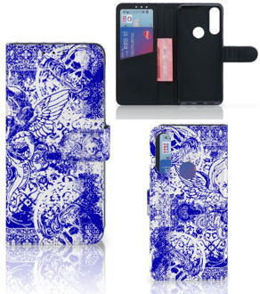 B2Ctelecom Book Style Case Alcatel 1S 2020 Smartphone Hoesje Angel Skull Blue