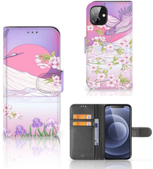 B2Ctelecom Book Style Case Apple iPhone 12 Mini Smartphone Hoesje Cadeautjes voor Vrouwen Bird Flying