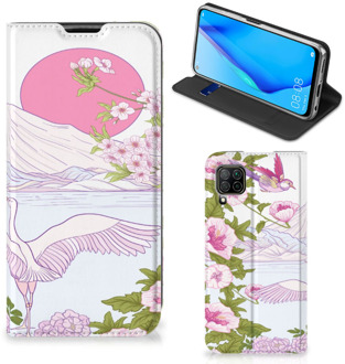 B2Ctelecom Book Style Case Huawei P40 Lite Smartphone Hoesje Bird Standing