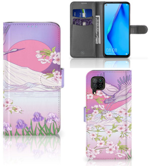 B2Ctelecom Book Style Case Huawei P40 Lite Smartphone Hoesje Cadeautjes voor Vrouwen Bird Flying