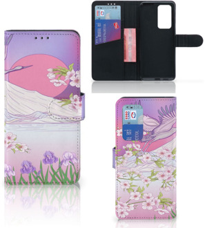 B2Ctelecom Book Style Case Huawei P40 Pro Smartphone Hoesje Cadeautjes voor Vrouwen Bird Flying