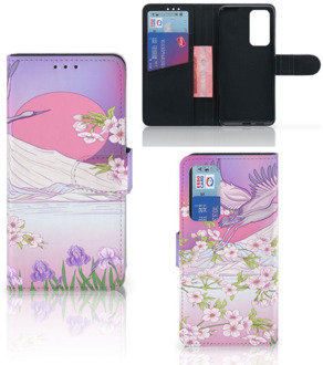 B2Ctelecom Book Style Case Huawei P40 Smartphone Hoesje Cadeautjes voor Vrouwen Bird Flying