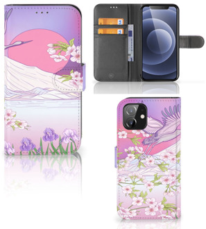 B2Ctelecom Book Style Case iPhone 12 | 12 Pro (6.1") Smartphone Hoesje Cadeautjes voor Vrouwen Bird Flying