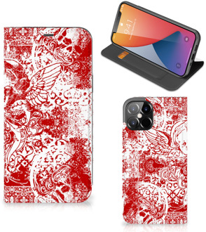 B2Ctelecom Book Style Case iPhone 12 Pro Max Smart Cover Angel Skull Red