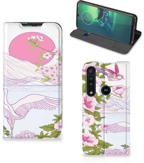 B2Ctelecom Book Style Case Motorola G8 Plus Smartphone Hoesje Bird Standing