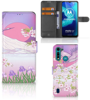 B2Ctelecom Book Style Case Motorola G8 Power Lite Smartphone Hoesje Cadeautjes voor Vrouwen Bird Flying