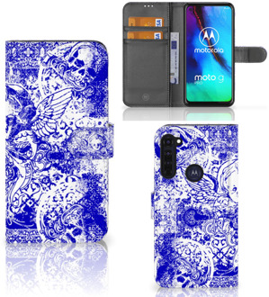 B2Ctelecom Book Style Case Motorola Moto G Pro Smartphone Hoesje Angel Skull Blue