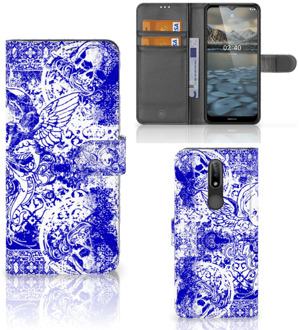 B2Ctelecom Book Style Case Nokia 2.4 Smartphone Hoesje Angel Skull Blue