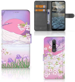 B2Ctelecom Book Style Case Nokia 2.4 Smartphone Hoesje Cadeautjes voor Vrouwen Bird Flying