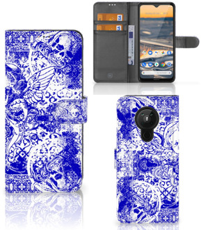 B2Ctelecom Book Style Case Nokia 5.3 Smartphone Hoesje Angel Skull Blue