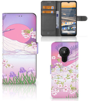 B2Ctelecom Book Style Case Nokia 5.3 Smartphone Hoesje Cadeautjes voor Vrouwen Bird Flying