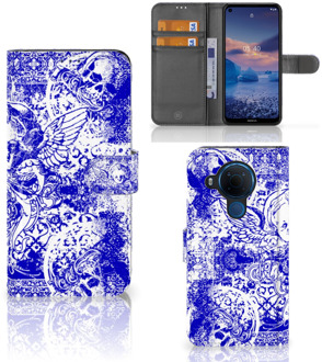 B2Ctelecom Book Style Case Nokia 5.4 Smartphone Hoesje Angel Skull Blue