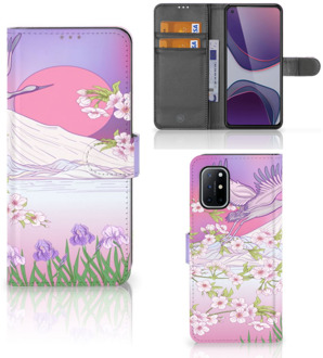 B2Ctelecom Book Style Case OnePlus 8T Smartphone Hoesje Cadeautjes voor Vrouwen Bird Flying