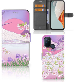 B2Ctelecom Book Style Case OnePlus Nord N100 Smartphone Hoesje Cadeautjes voor Vrouwen Bird Flying