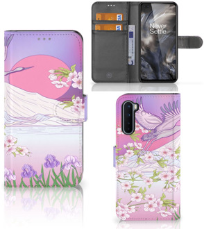 B2Ctelecom Book Style Case OnePlus Nord Smartphone Hoesje Cadeautjes voor Vrouwen Bird Flying