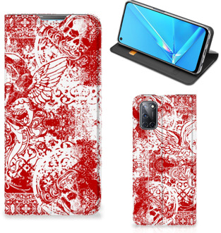 B2Ctelecom Book Style Case OPPO A52 | A72 Smart Cover Angel Skull Red