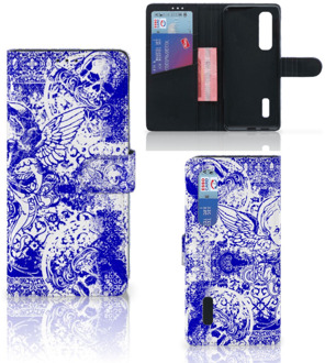 B2Ctelecom Book Style Case OPPO Find X2 Pro Smartphone Hoesje Angel Skull Blue