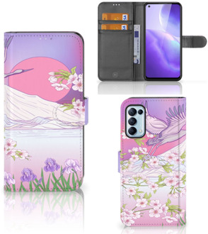 B2Ctelecom Book Style Case OPPO Find X3 Lite Smartphone Hoesje Cadeautjes voor Vrouwen Bird Flying