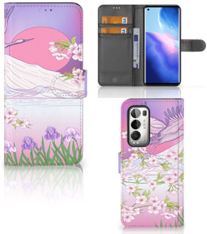 B2Ctelecom Book Style Case OPPO Find X3 Neo 5G Smartphone Hoesje Cadeautjes voor Vrouwen Bird Flying